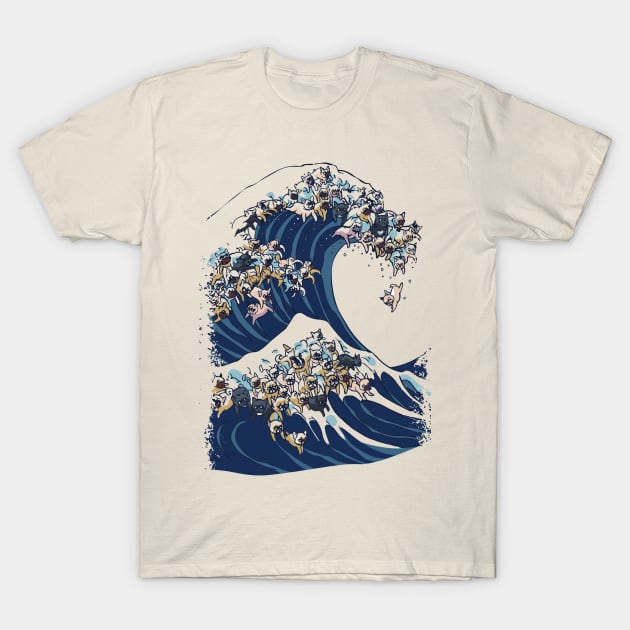 The Great Wave of French Bulldog T-Shirt by huebucket